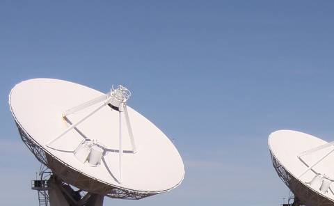 Satellite dish array point to sky