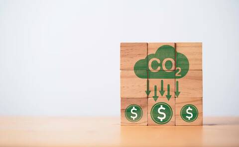 Co2 reducing with usd dollar icon exchanging for decrease carbon dioxide emission